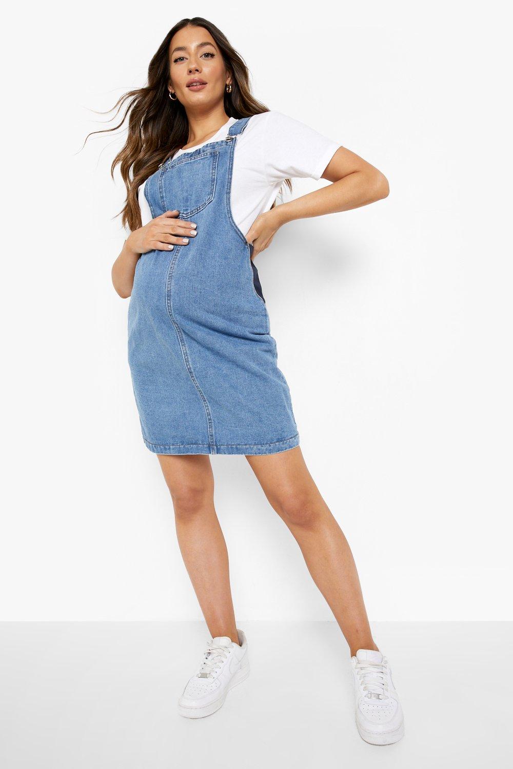 Maternity Denim Jumper Dress